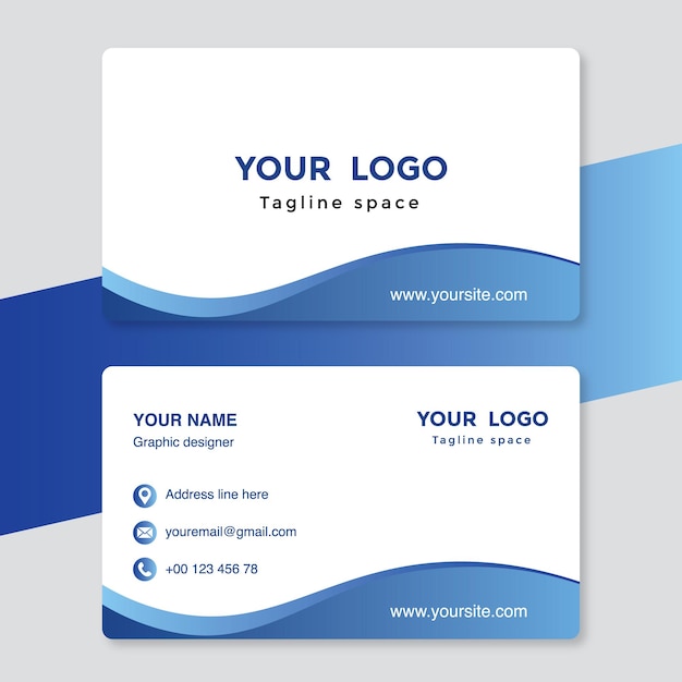 White and Blue Visiting Card Template