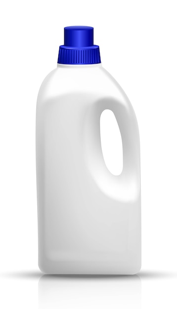 Vector   white bottle of laundry detergent. kitchen and bathroom utensils and cleaning products. isolated illustration on white.