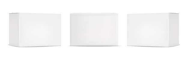 White box packaging set, realistic isolated