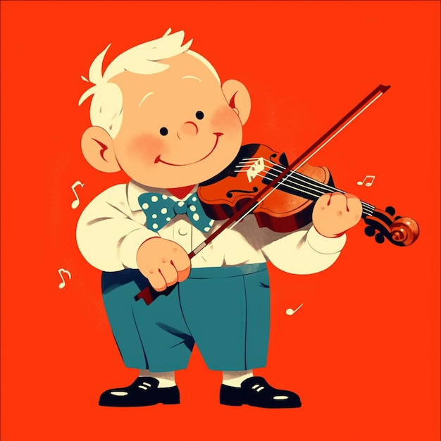 White Boy in His 50s Playing the Violin