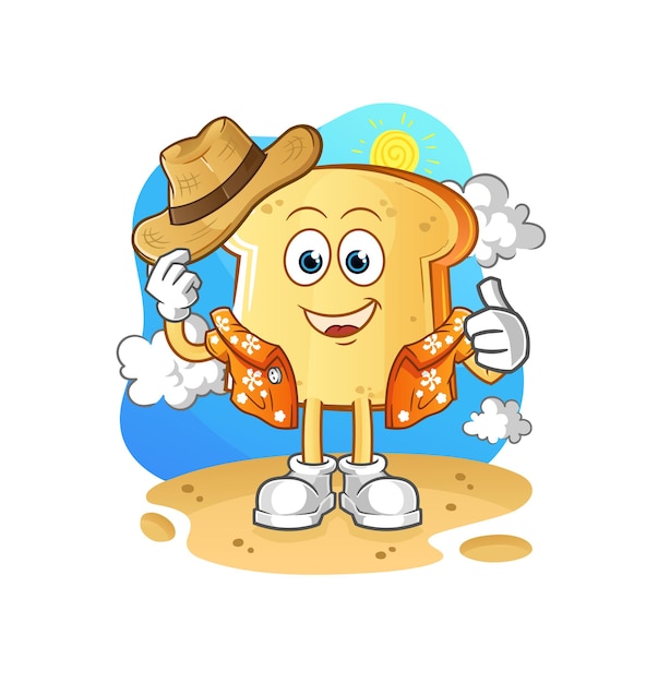 White bread go on vacation. cartoon mascot vector