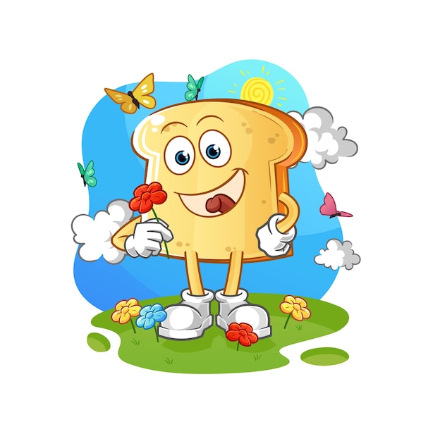 White bread pick flowers in spring. character vector