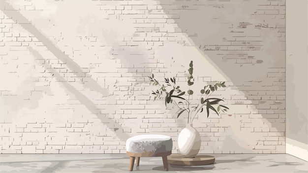 Vector a white brick wall with a plant in the corner