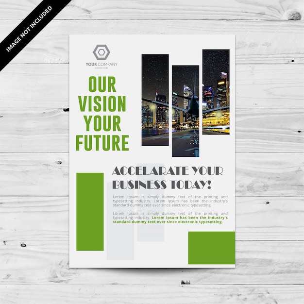 White business brochure with green details