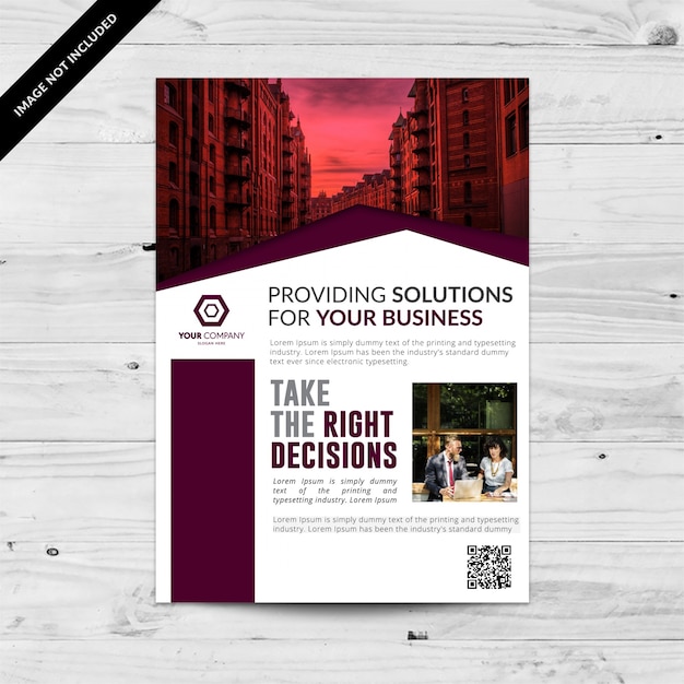 White business brochure with purple details