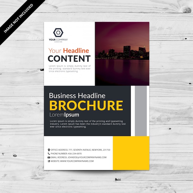 White business brochure with yellow and grey details