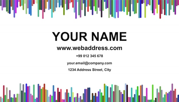 White business card with multicolor stripes