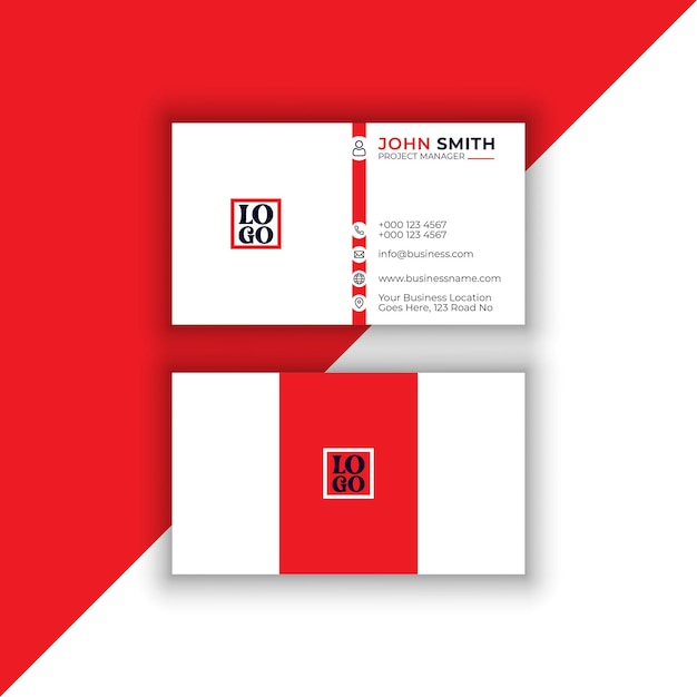 White Business card with red color