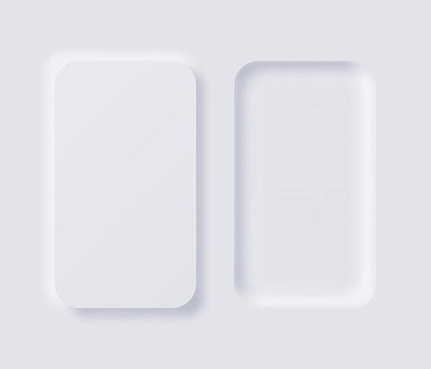 White button Neumorphism design elements vector set.