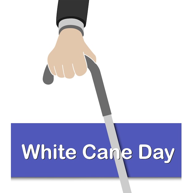 Vector white cane safety day vector ill