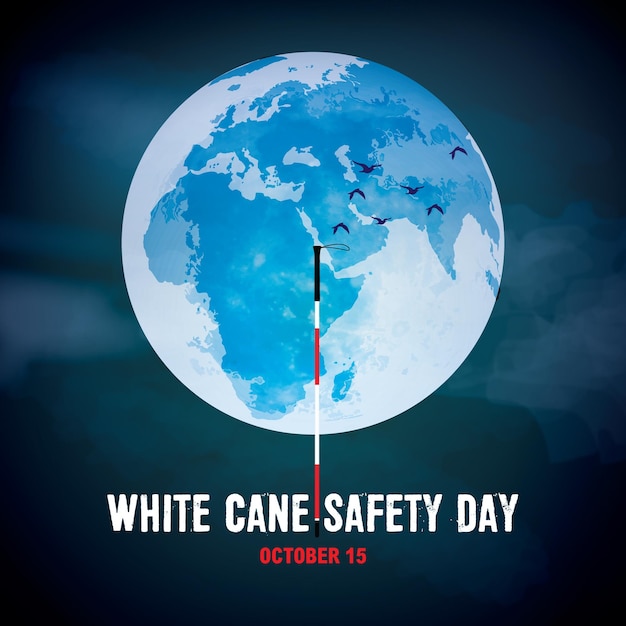 White Cane Safety Day World Sight Day Blind or Retina Day Premium Vector