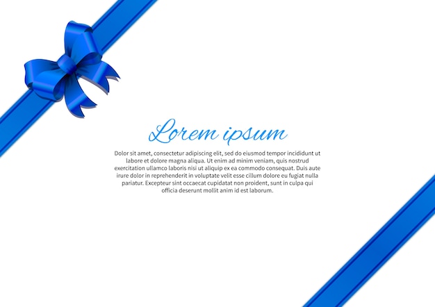 White card template with blue bow and text template