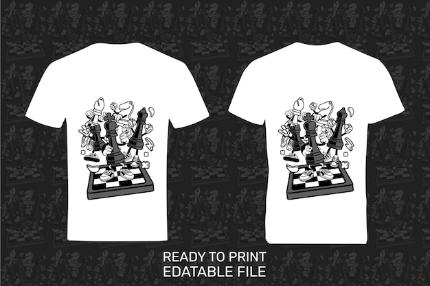 White cartoon t shirt front and back mockup isolated on black background