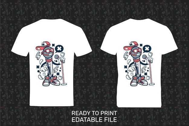 White cartoon t shirt front and back mockup isolated on black background