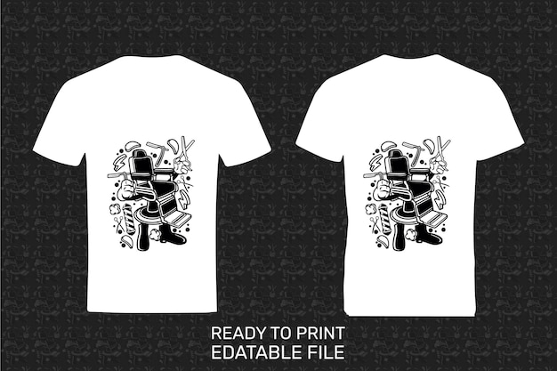 White cartoon t shirt front and back mockup isolated on black background