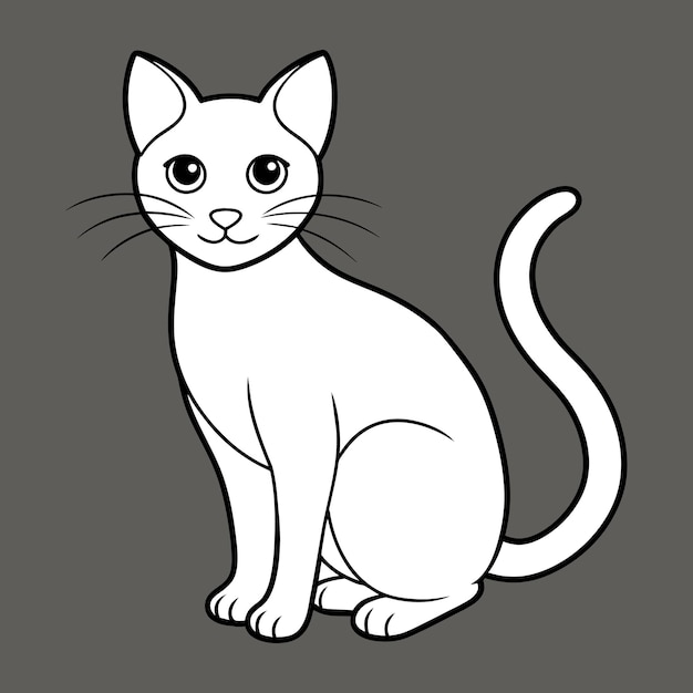 a white cat sits on a gray background