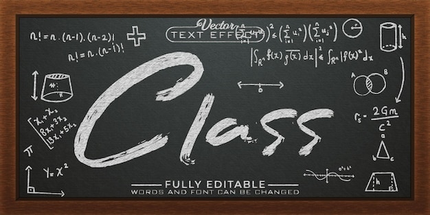 White Chalk Class Vector Editable Text Effect Template