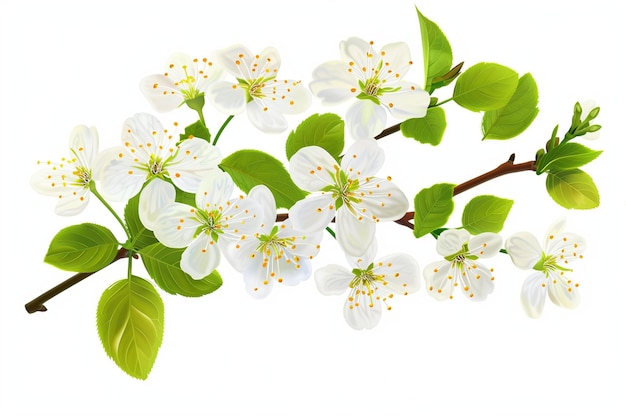 Vector white cherry blossom vector illustration