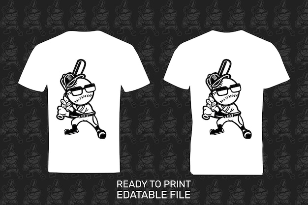 White child t shirt with short sleeves with cartoon and side view on a black background