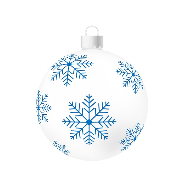 White Christmas tree toy or ball Volumetric and realistic color illustration