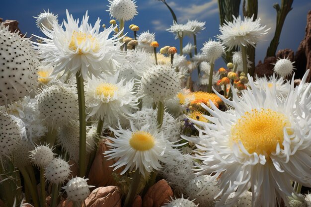 white chrysanthemum flowers on a dark background