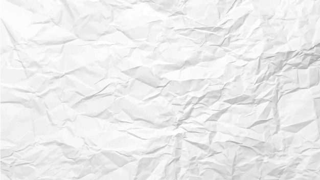 White clean crumpled paper background Horizontal crumpled empty paper template for posters and banners Vector illustration