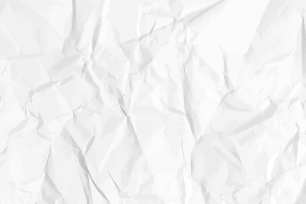 White clean crumpled paper background Horizontal crumpled empty paper template for posters and banners Vector illustration