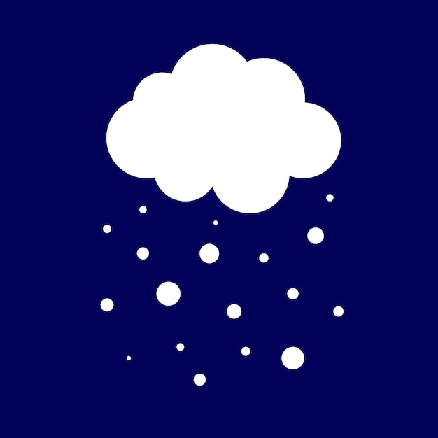 White cloud with snow on dark blue background