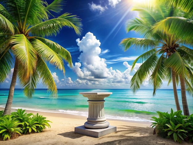 Vector white column on a tropical beach