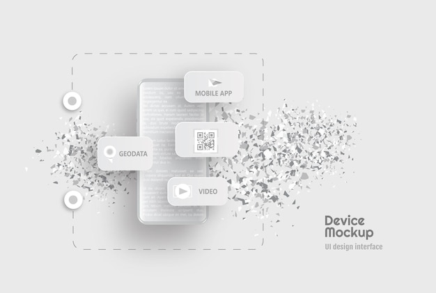 White conceptual layout of the mobile phone for the presentation of the app interface The concept of user interface design