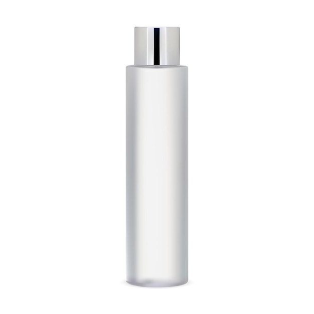 Vector white cosmetic bottle mockup cylinder shampoo package isolated product glass bottle for skin toner