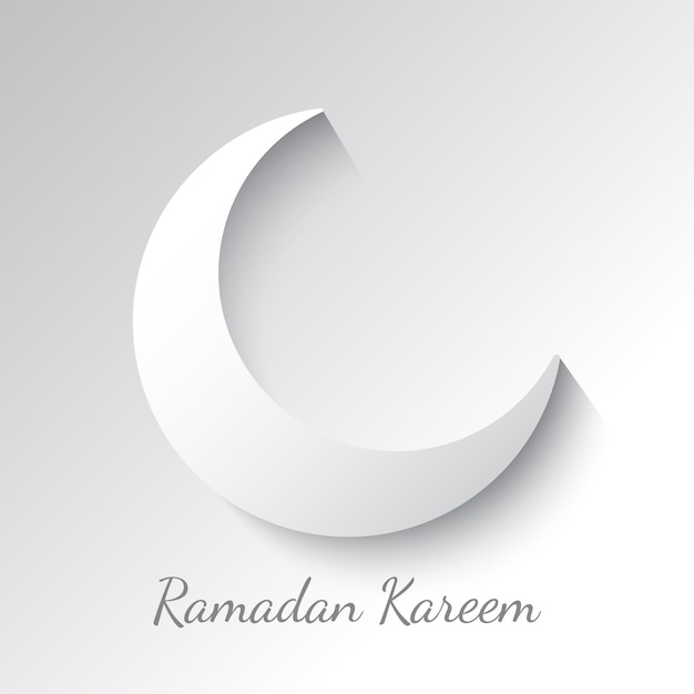 Vector white crescent. design of greeting card for muslim holiday. ramadan kareem means generous month of ramadan.