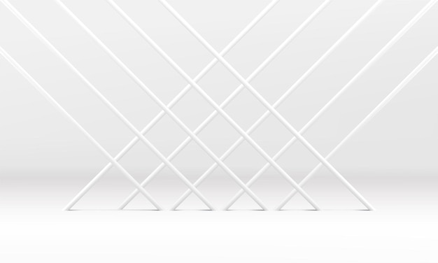 White crossed rod grid display showcase advertising exhibition 3d background realistic vector