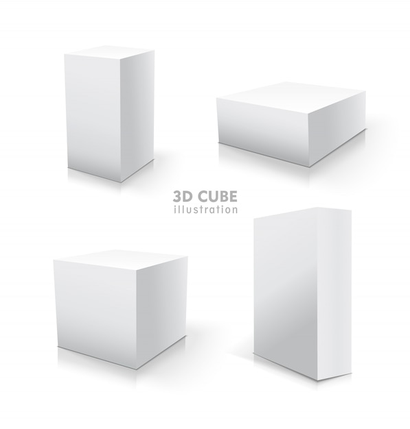 White cube set. stock 3d illustration.