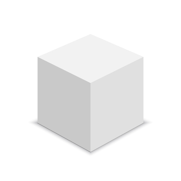 White cube. Square box.  illustration.