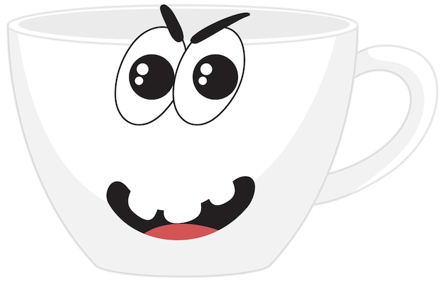 White cup with facial expression