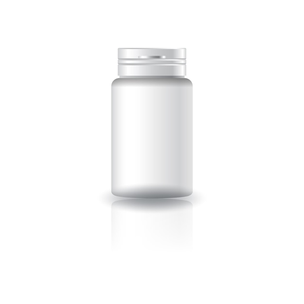 White cylinder supplements, medicine bottle with cap lid.