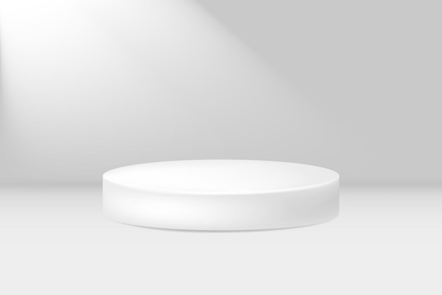 White d round podium vector illustration stage background round pedestal stage podium with lighting