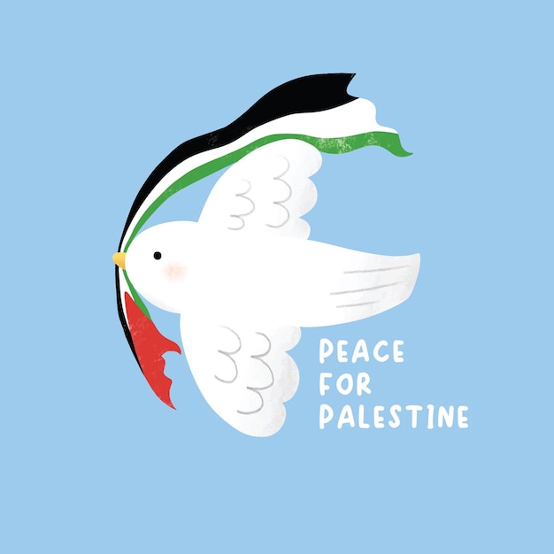 Vector white dove palestine flag peace vector illustration