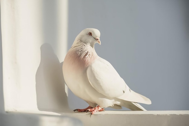 a white dove with a pink beak and a white head