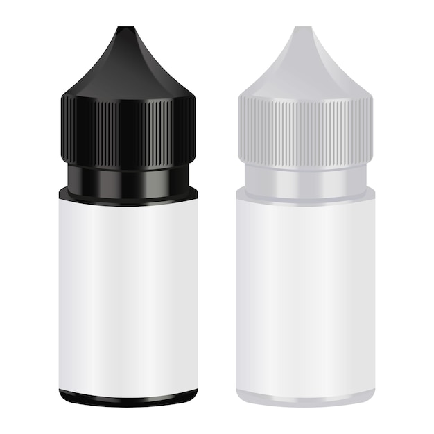 White dropper black white bottle vector mockup illustration for electronic cigarettes