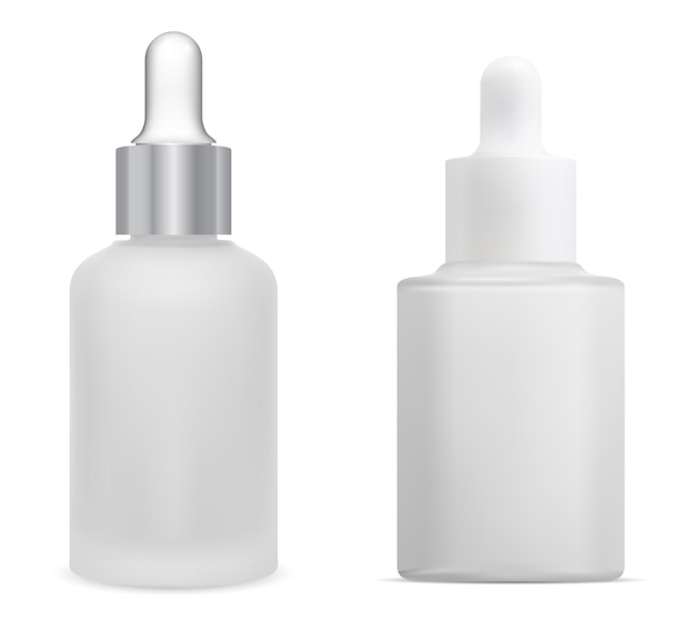 White dropper bottle vector mockup Isolated serum essence vial