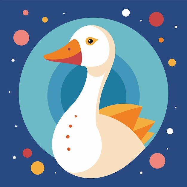 Vector a white duck with yellow eyes is standing in front of a full moon