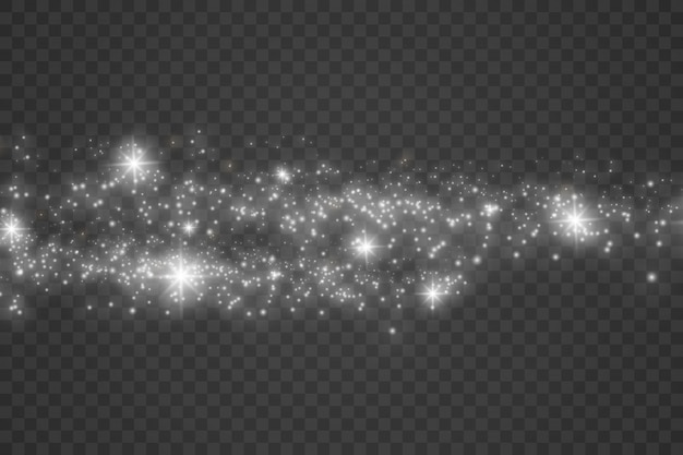 The white dust sparks and star shine with special light,  sparkle light effect, sparkling magic dust particles isolated , shine lights, sparkle, vector illustration.