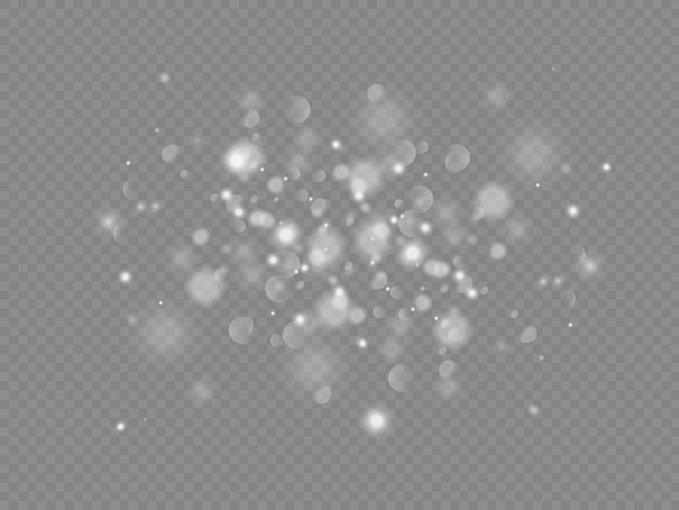 The white dust sparks and star shine with special light, sparkling magic dust particles bokeh isolated on transparent background, shine lights, sparkle,