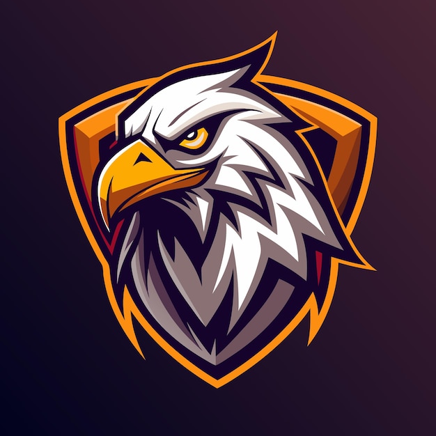 White Eagle Head Mascot Design in Shield