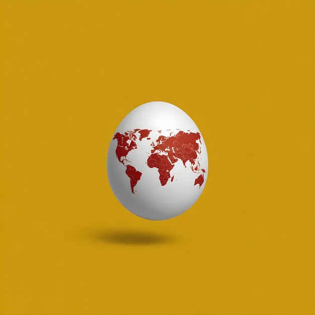 Vector a white egg with a world map on it