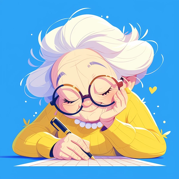 White Elderly Woman Doing Crosswords