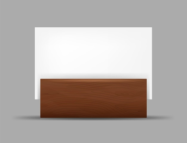 White empty place cards on wooden holder realistic detailed d blank white empty place cards design t