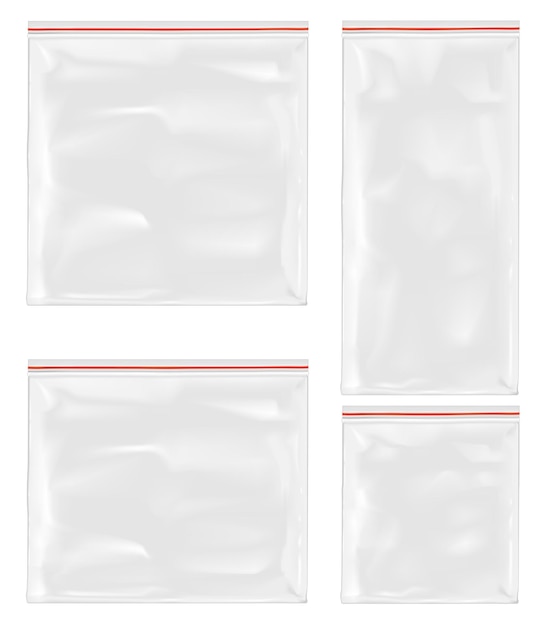 White empty plastic packaging with zipper